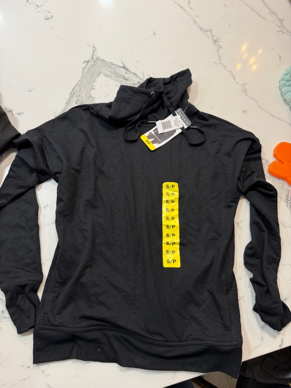 Black Hoodie with Yellow Size Strip